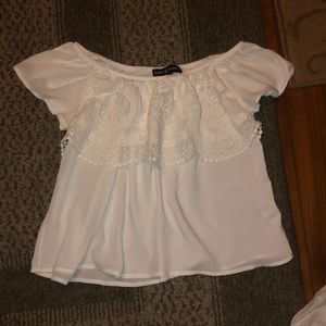 White, strapless straight across top